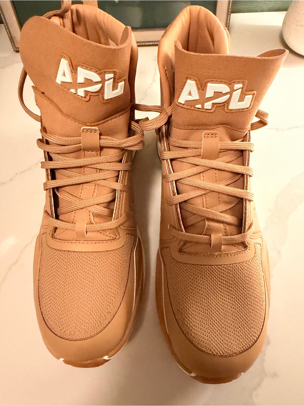 Apl Defender Techloom High-Top Sneakers In Tan/Cream Sz 9 Nib $345!!